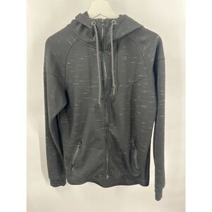 John H Women's L Large Black Hoodie Sweatshirt Full Zip